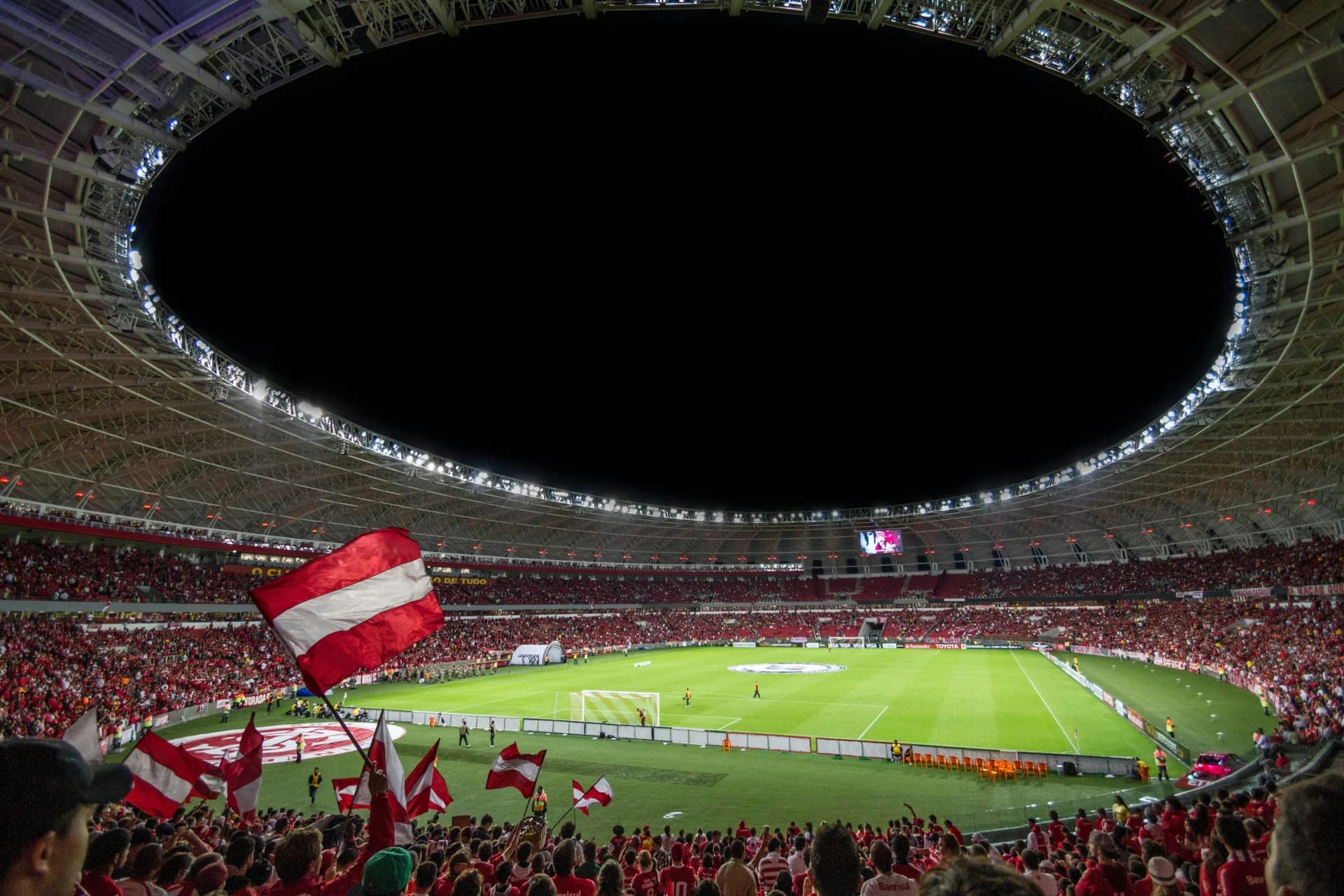 Packed football stadium...