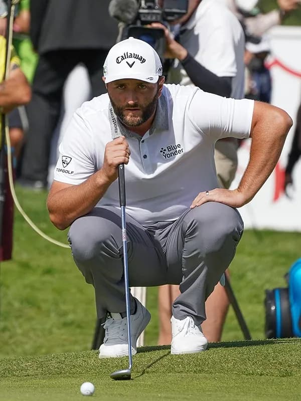Jon Rahm in elite golf action as a sports brand ambassador for World Sports Advertising