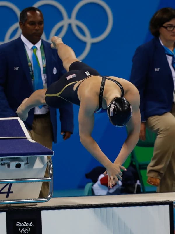Katie Ledecky in elite swimming action as a sports brand ambassador for World Sports Advertising