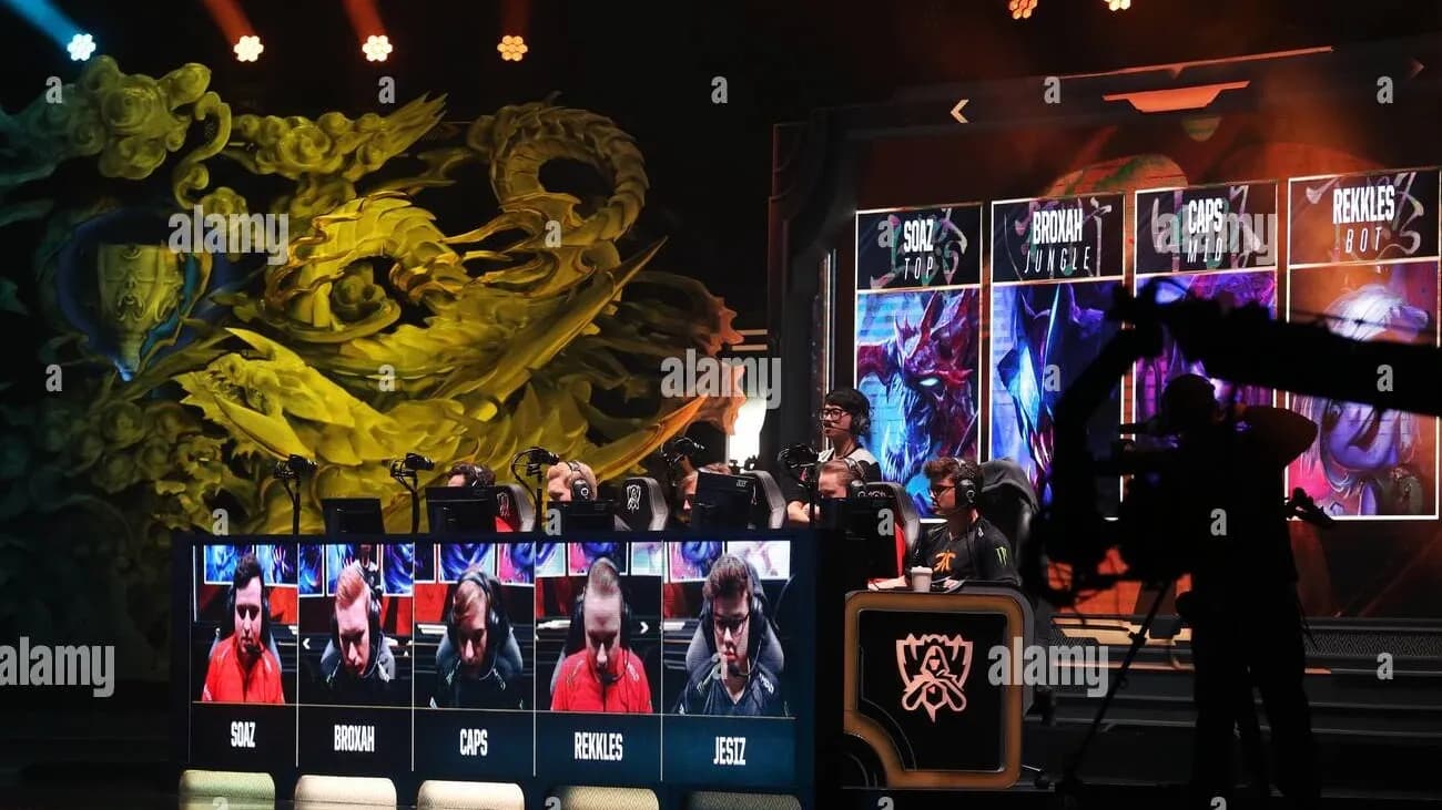 League of Legends World Championship esports stage with tournament sports sponsorship - World Sports Advertising