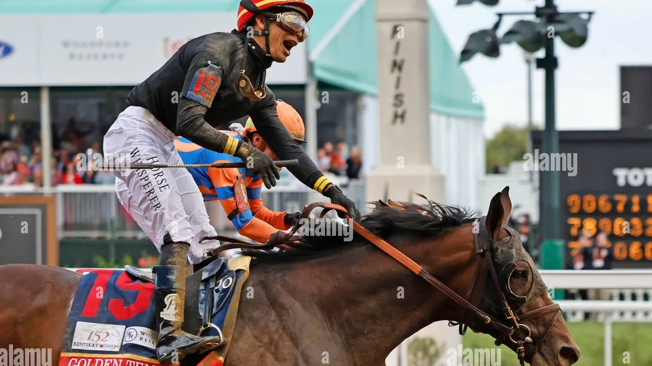 Kentucky Derby horse racing finish with trackside sports sponsorship and hospitality - World Sports Advertising
