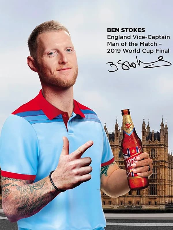 Ben Stokes sports sponsorship ambassador portrait for brand advertising campaigns - World Sports Advertising