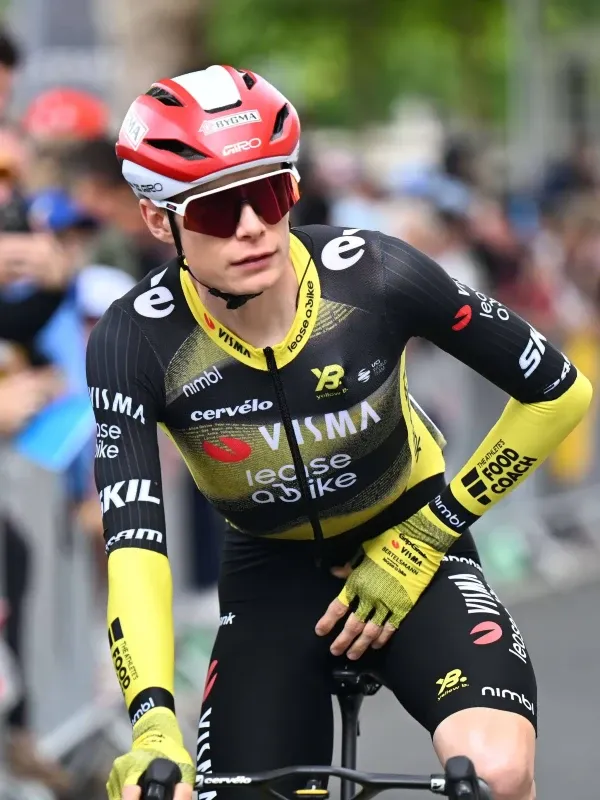Jonas Vingegaard in elite cycling action as a sports brand ambassador for World Sports Advertising