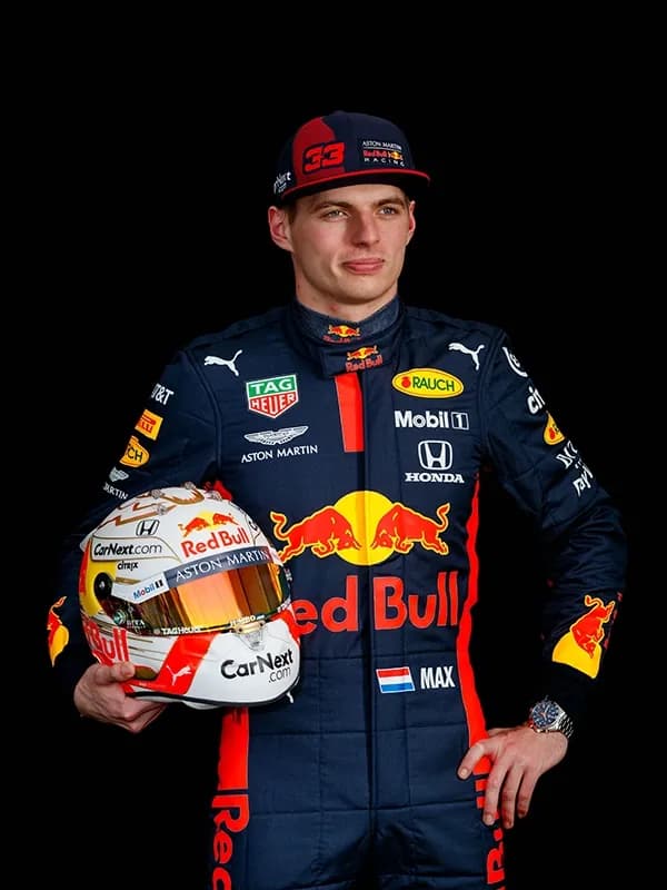 Max Verstappen in elite motorsport action as a sports brand ambassador for World Sports Advertising