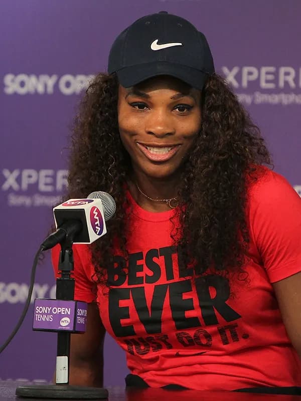 Serena Williams in elite tennis action as a sports brand ambassador for World Sports Advertising