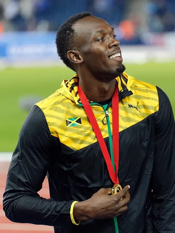 Usain Bolt in elite olympics action as a sports brand ambassador for World Sports Advertising
