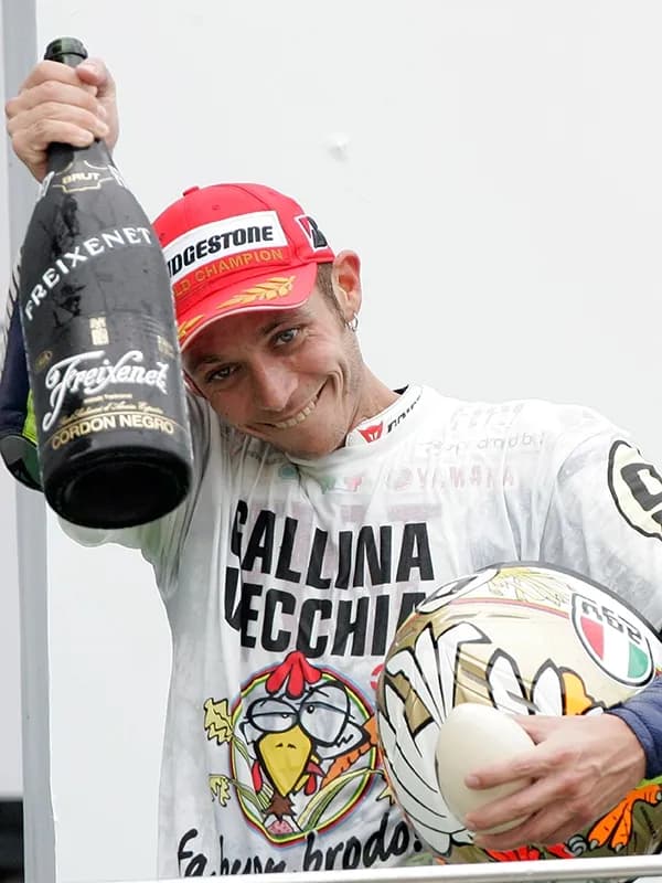 Valentino Rossi in elite motorsport action as a sports brand ambassador for World Sports Advertising