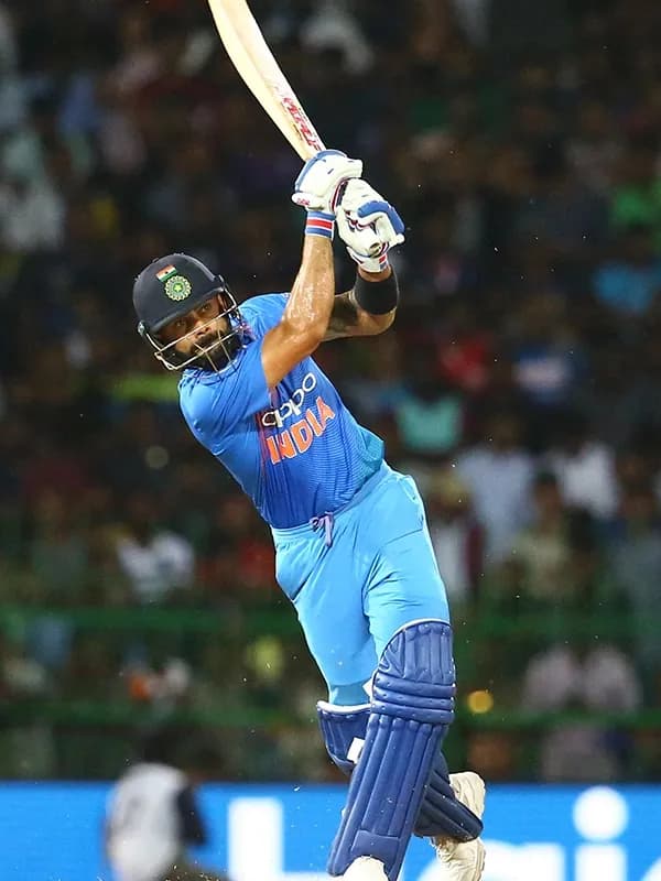 Virat Kohli in elite cricket action as a sports brand ambassador for World Sports Advertising